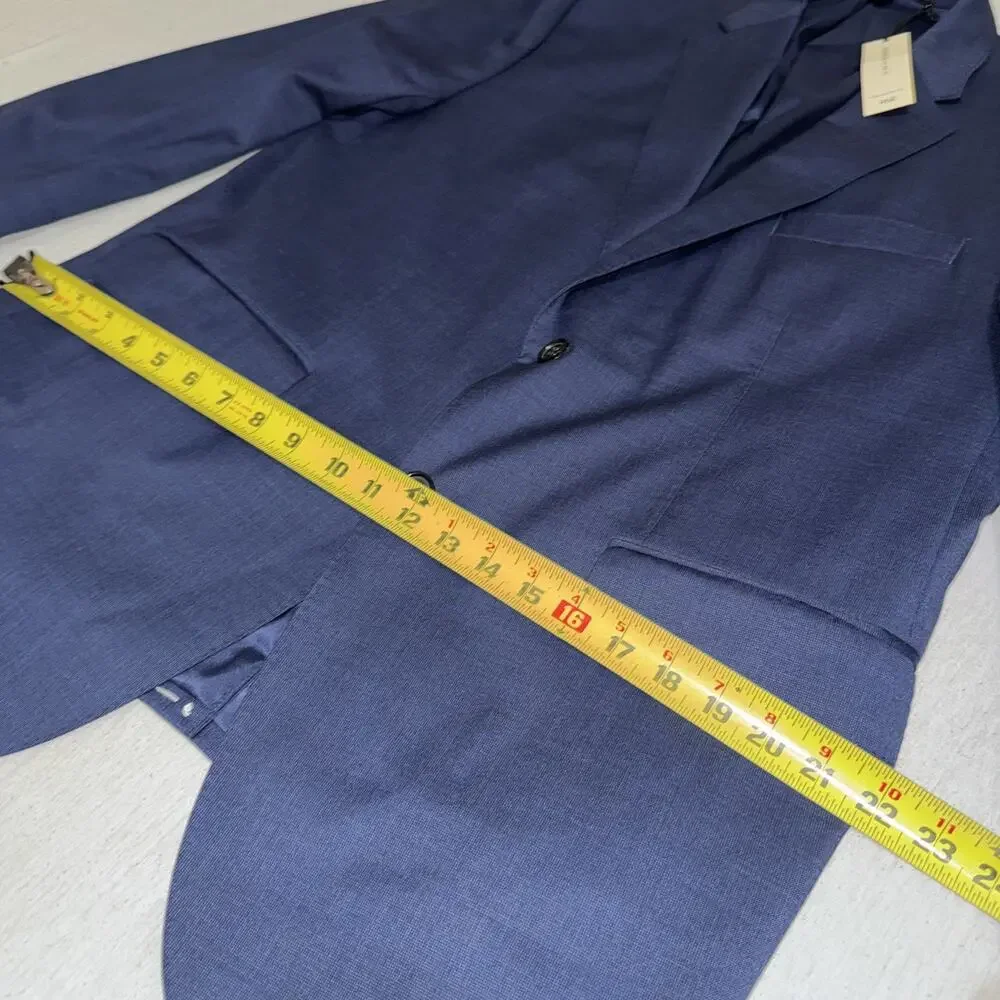 Banana Republic Blue Italian Wool 2 Button Suit Modern Size 46R Slim Fit BNWT